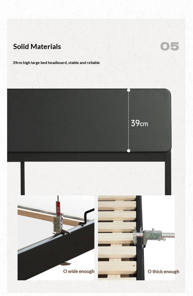 Rubberwood, Poplar Solid Wood Bed in Black — Modern Casual Edge Design