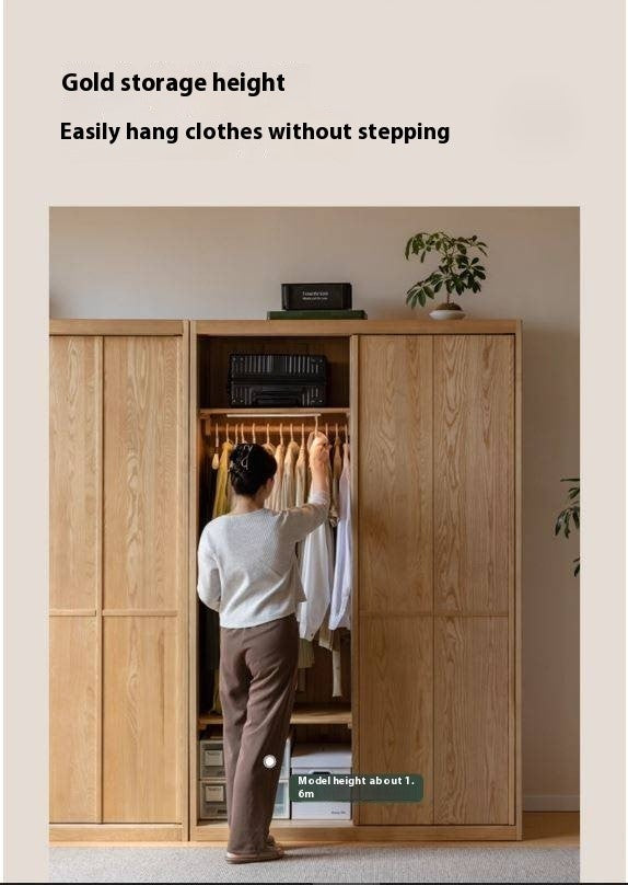 Ash Solid Wood Modern Wardrobe With Sliding Doors