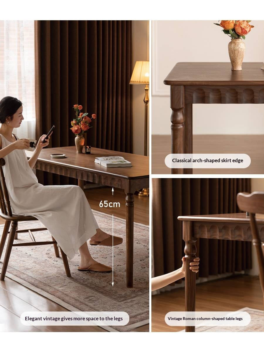 Black Walnut Solid Wood American Retro Style Dining Table