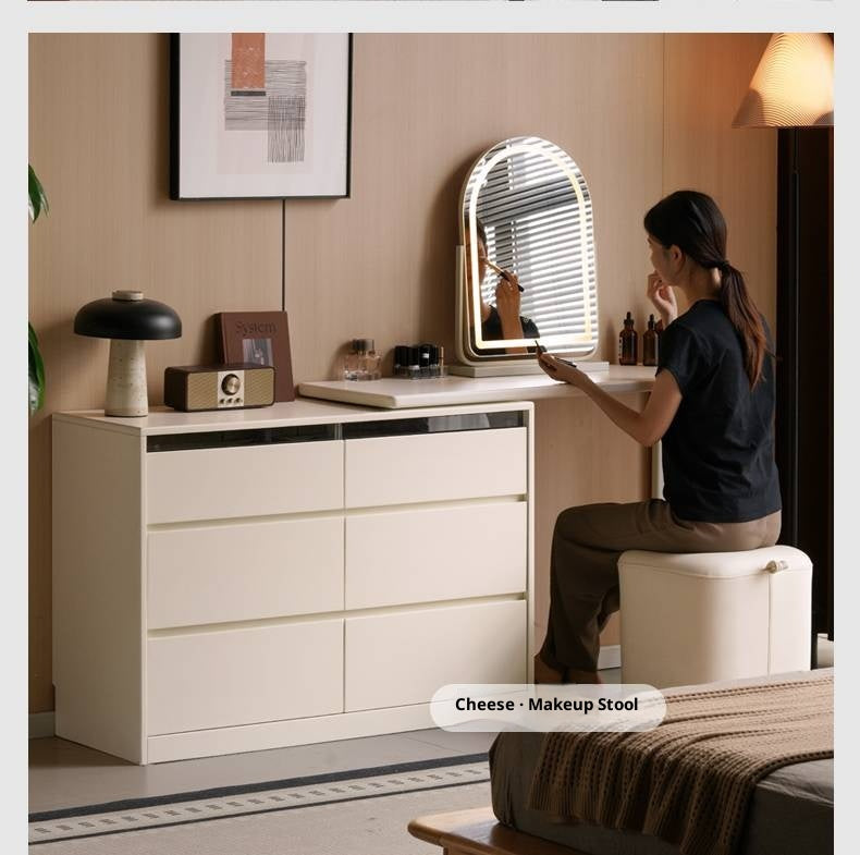 Solid Rubberwood White Cream Dressing Table