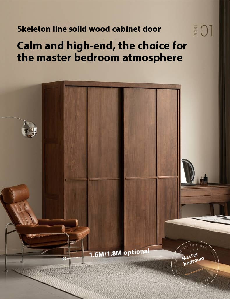 Black Walnut Solid Wood Italian Luxury Sliding Door Wardrobe