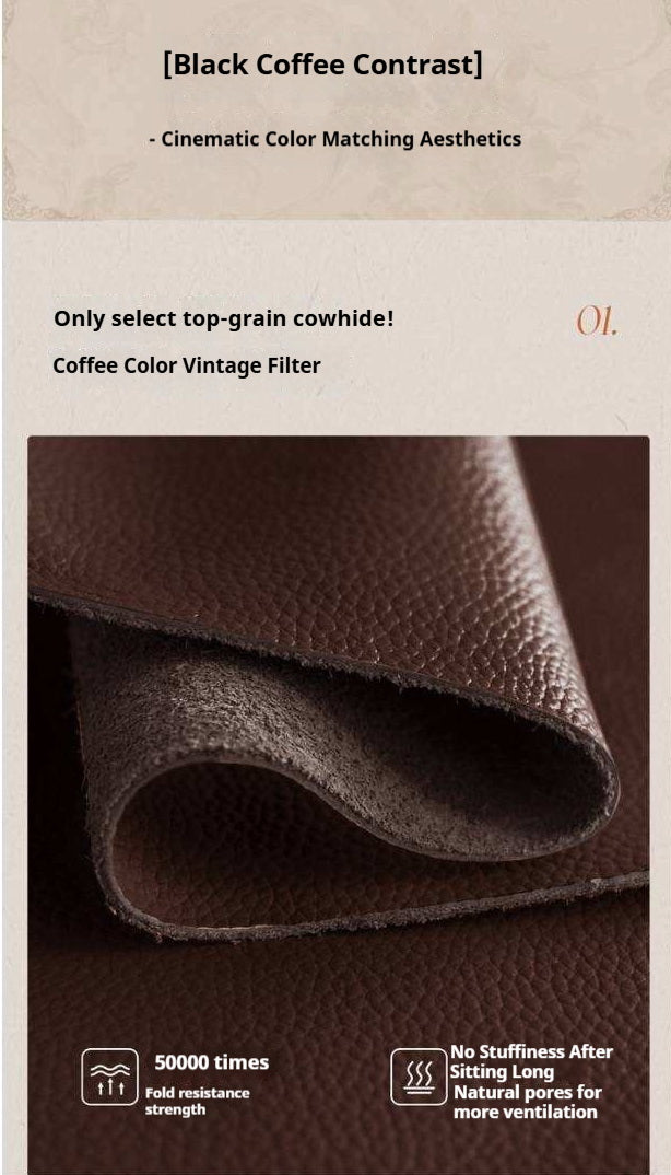 Genuine Leather Elegant Soft Backrest Bed, French Retro