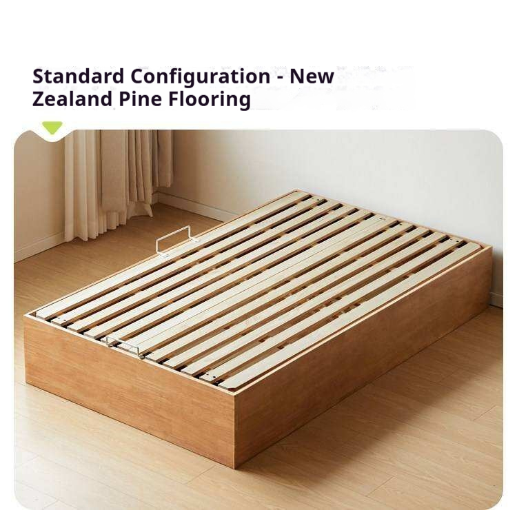 Oak Solid Wood Kids Storage Bed with End-Lift Opening