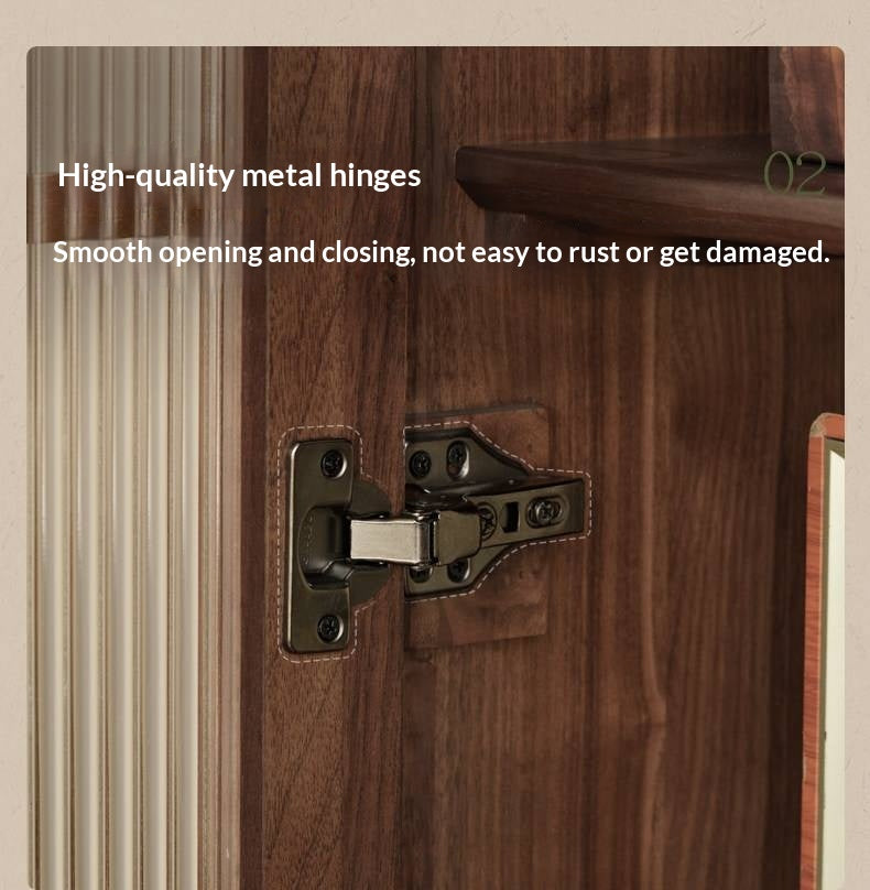 Black Walnut Solid Wood Bookshelf and Display Cabinet with Vintage French Profile