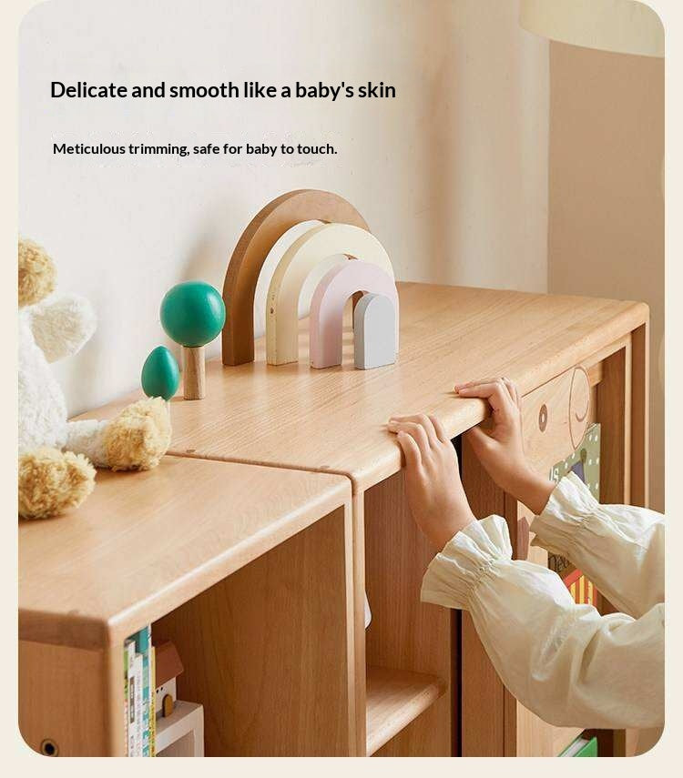 Oak Solid Wood Multi-Layer Children's Bookcase