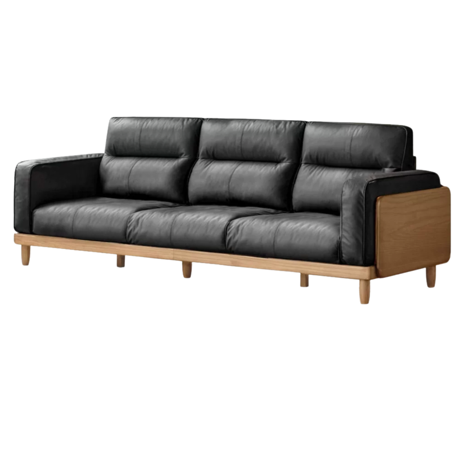 Oak, Ash Solid Wood genuine leather, fabrics High Back Sofa