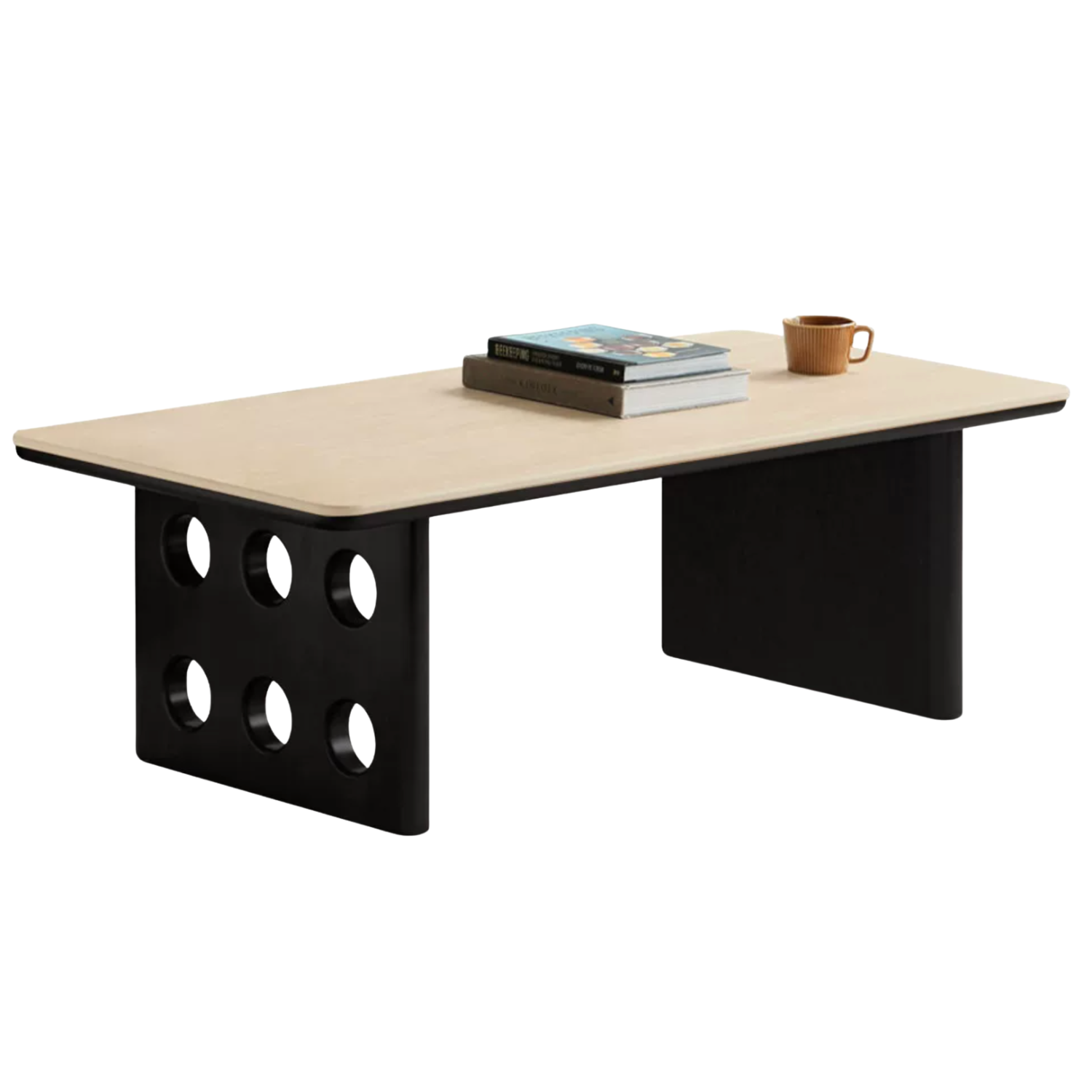 Poplar, Rubberwood, Ash Solid Wood Rock Plate Retro Coffee Table.