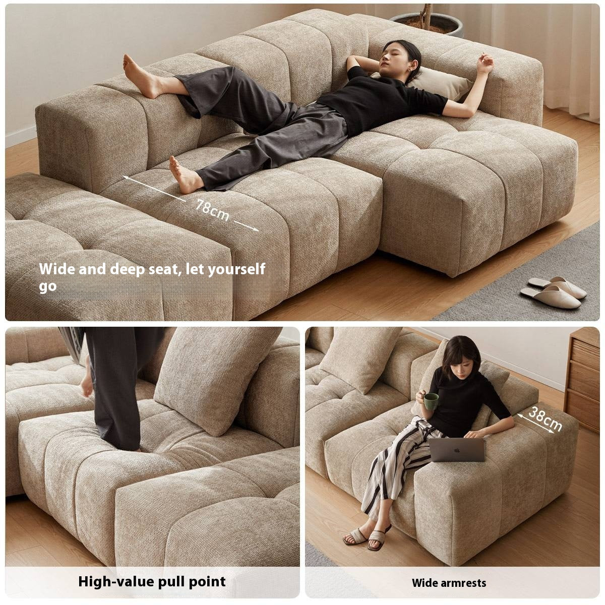 Modular Chenille Sofa – Modern Casual Free-Combination Sectional