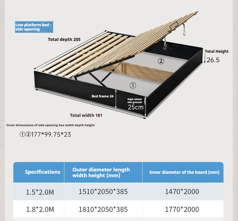 Rubberwood Solid Wood Platform Bed, Headboard-Free Box Bed, Modern Minimalist
