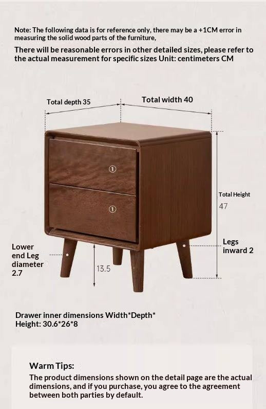 Solid Longan Hardwood Minimalist Style Nightstand