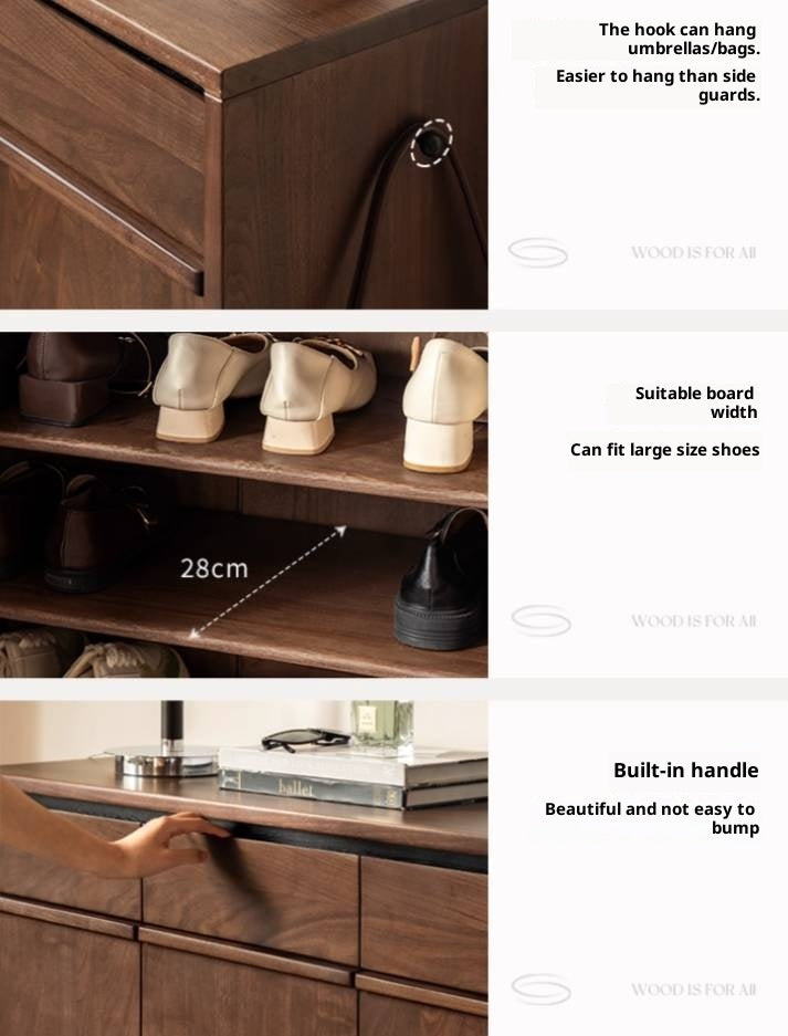 Black Walnut, Oak Solid Wood Italian Light Luxury Shoe Cabinet