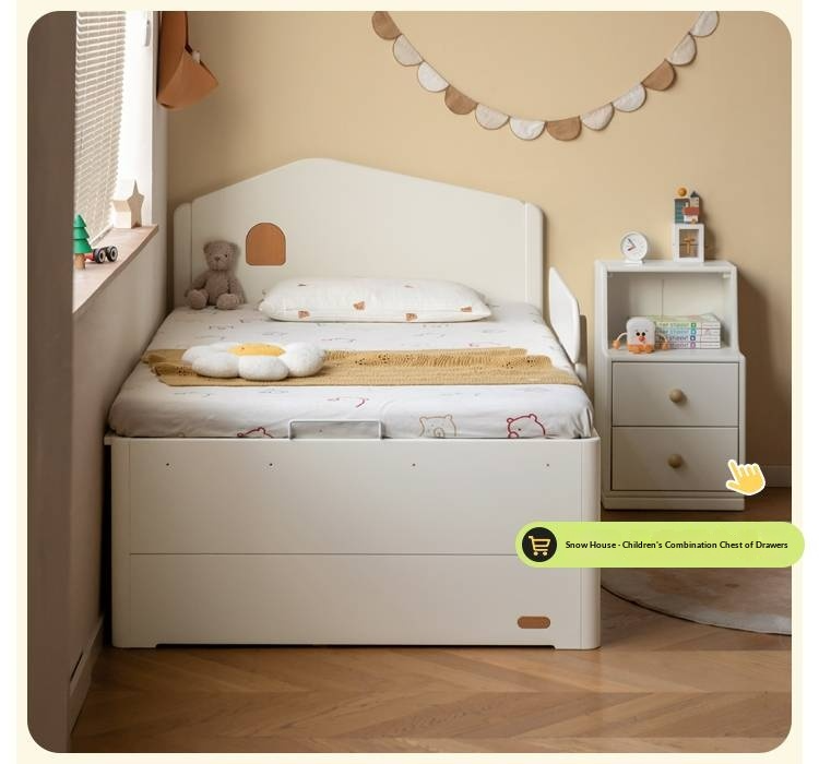 Rubberwood Solid Wood Children's White Storage Box Bed