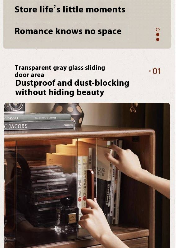 Black Walnut Solid Wood Retro Side Cabinet.