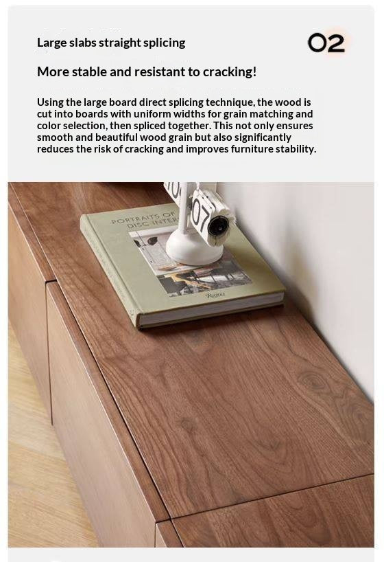 Black Walnut, Ash Solid Wood Floor Splicing Floor TV Cabinet.