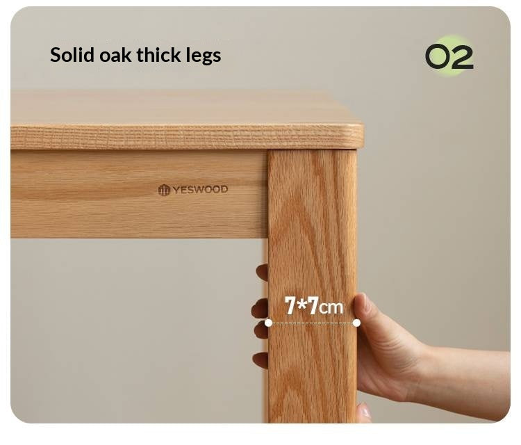 Oak Solid Wood, Solid Rubberwood Nordic Dining Table