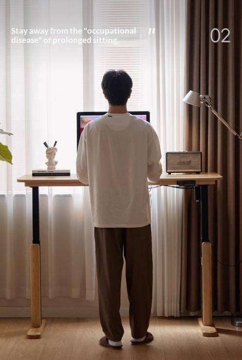 Oak Solid Wood Electric Lift Office Desk