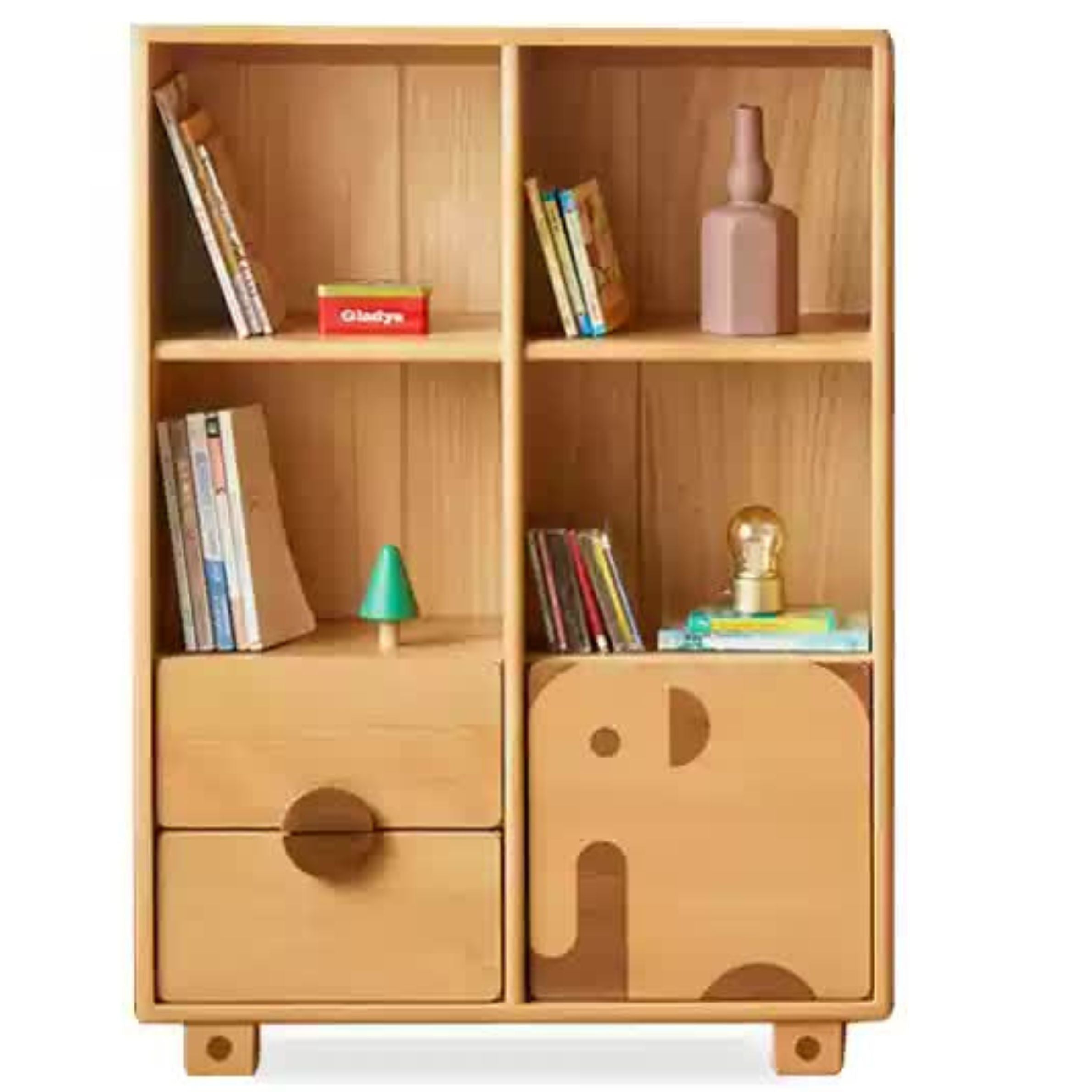 Oak Solid Wood Multi-Layer Children's Bookcase