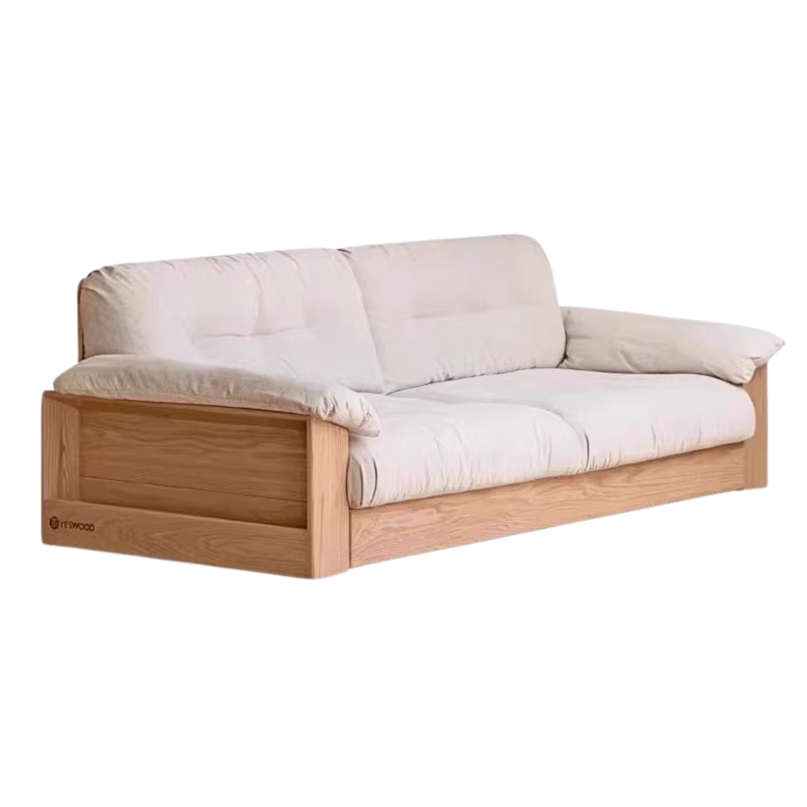 Oak Solid Wood Floor Storage Sofa, Goose Down.
