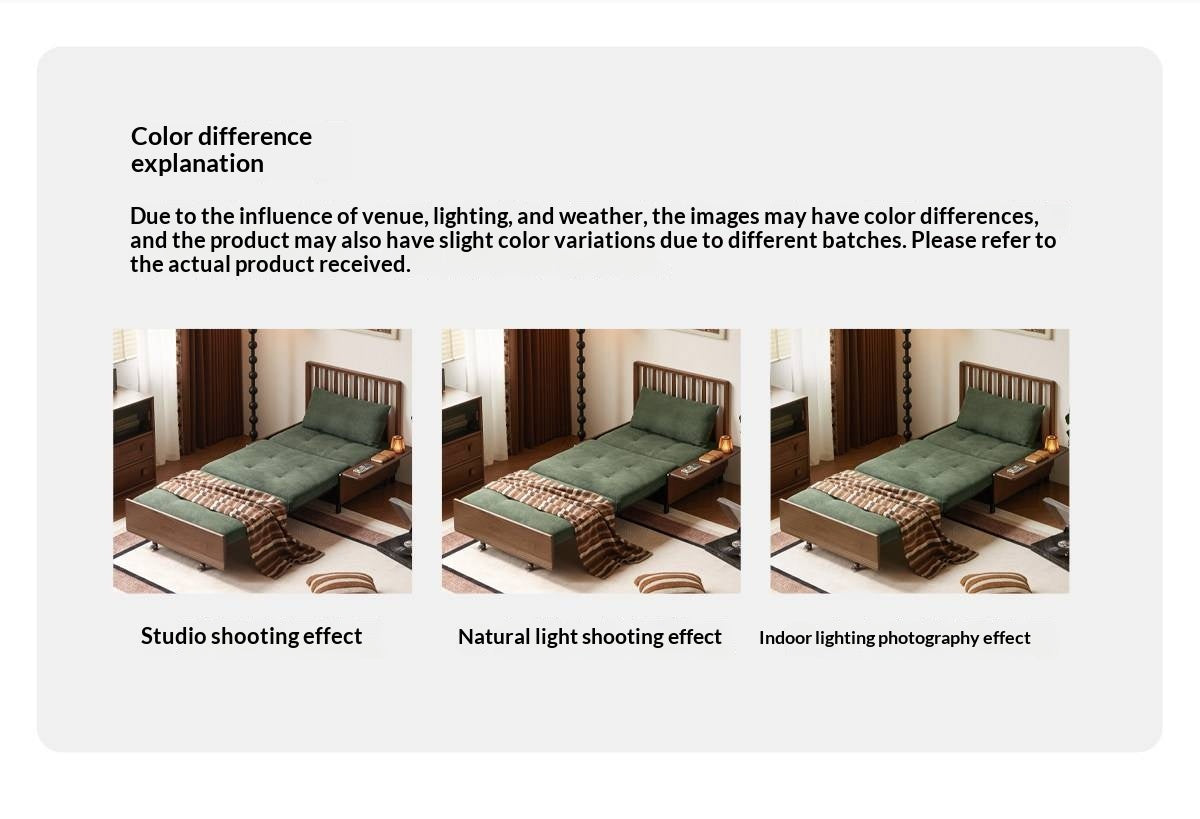 Black Walnut, Oak Solid Wood Sleeper Chair-sofa Bed with Attached Fold-Out Side Tray