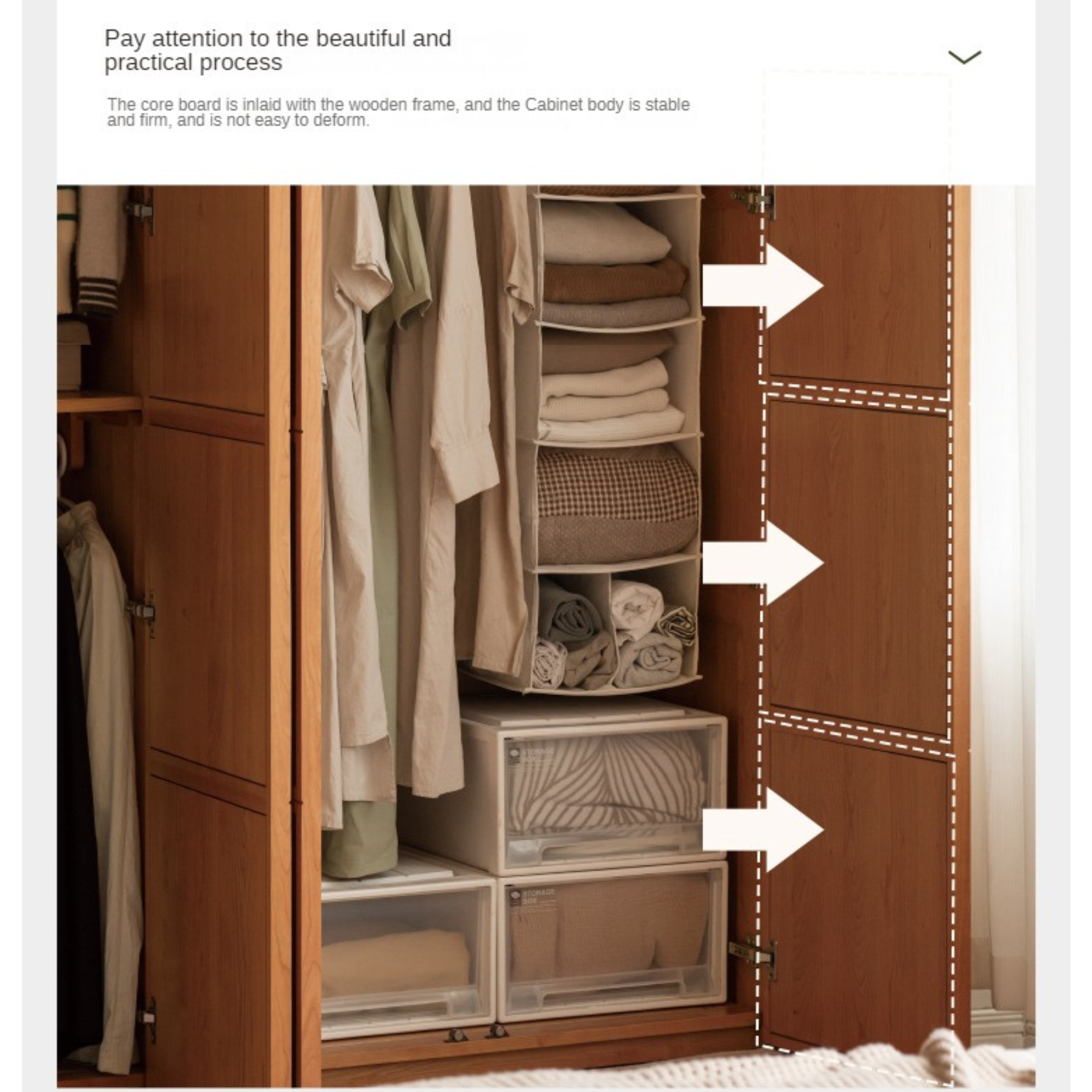 Cherry Wood Wardrobe Retro Style Skeleton Line.