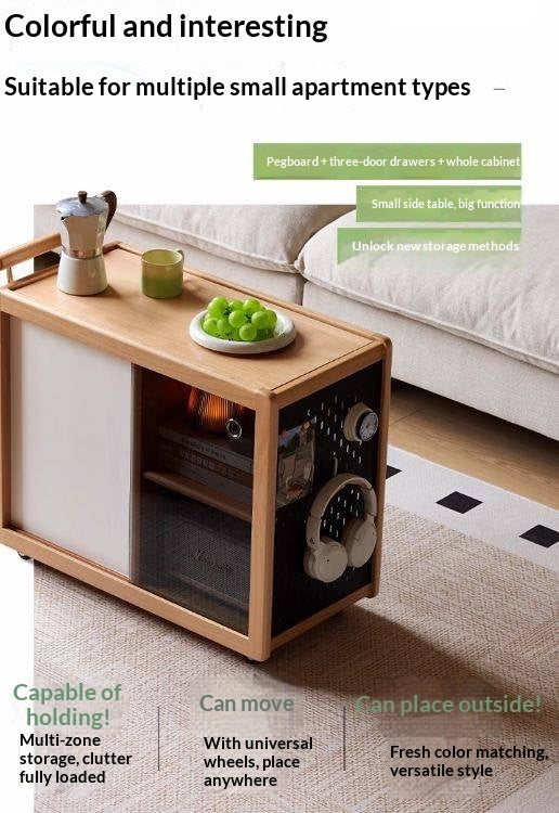Beech Solid Wood Modern Corner Mobile Side Table