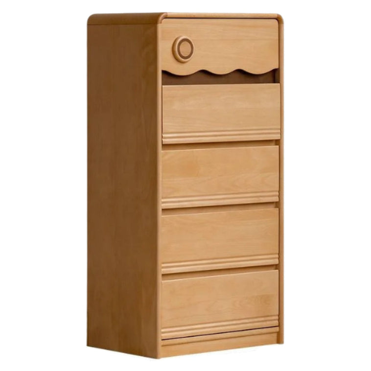 Beech Solid Wood, Solid RubberWood Scalloped Kids Dresser with Round Knobs