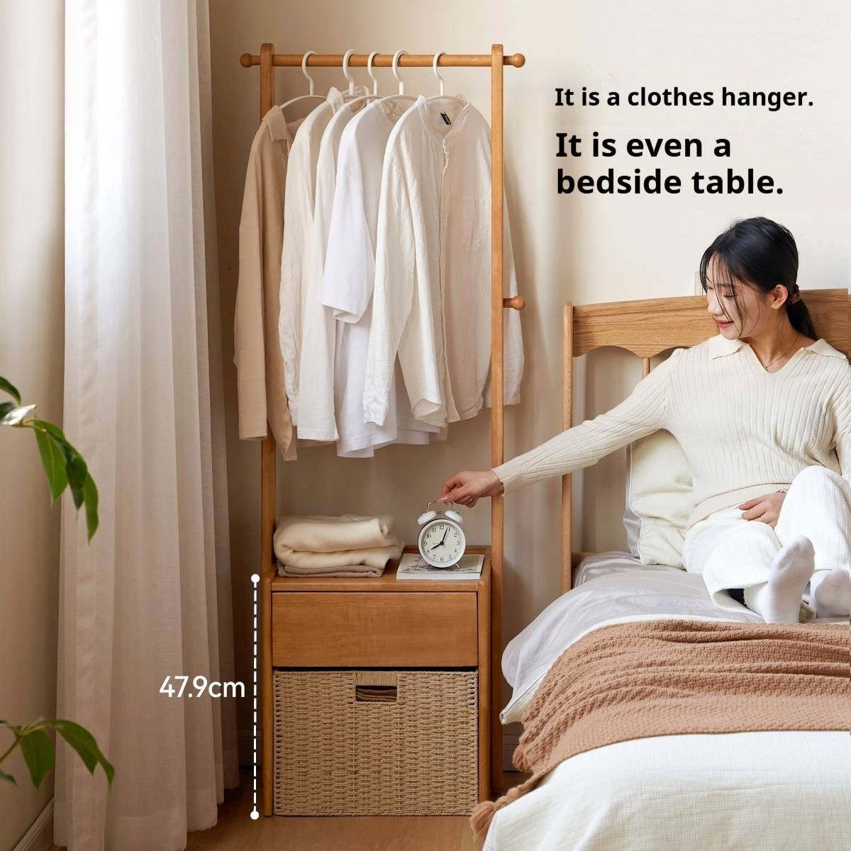 Solid Rubberwood Multifunctional Clothes Rack