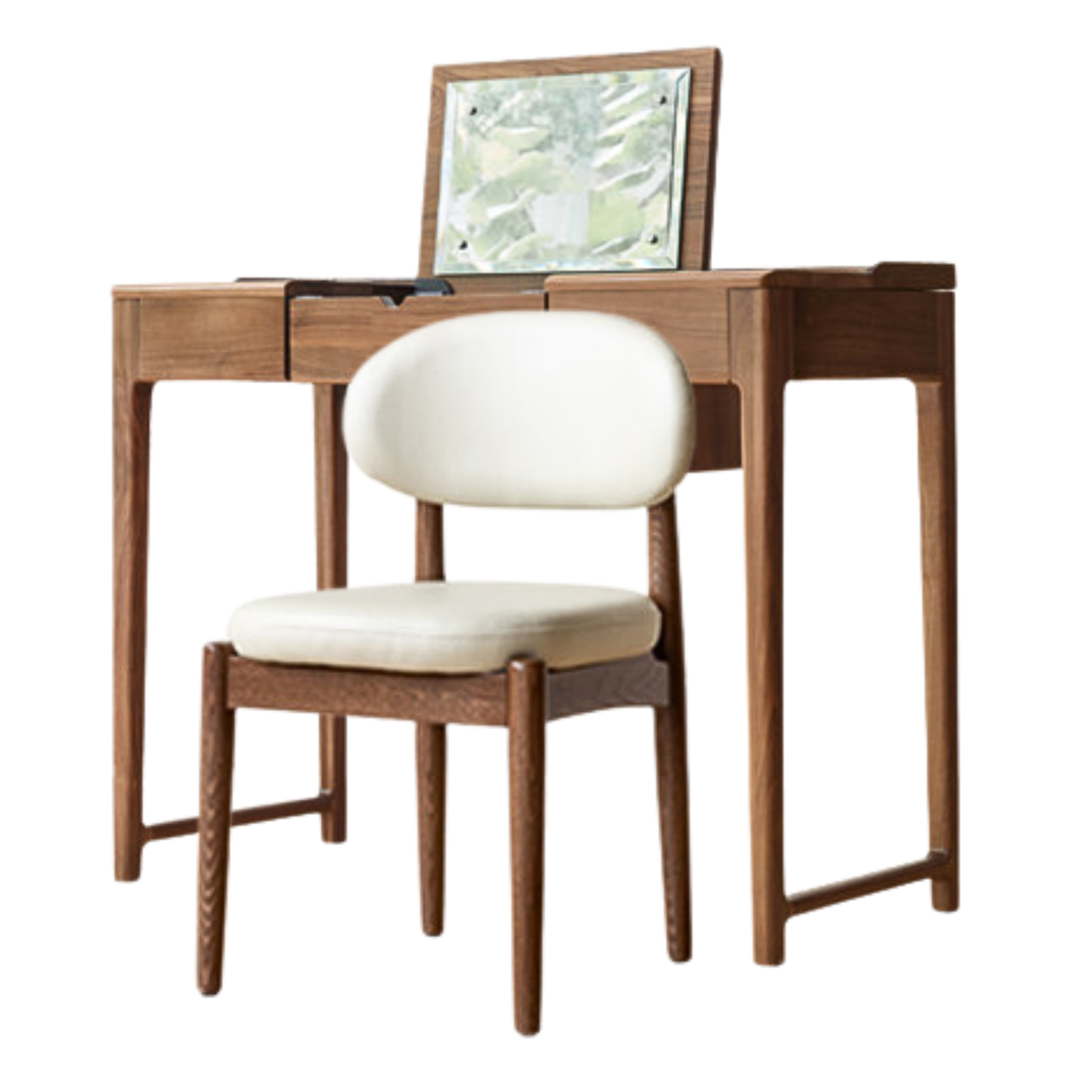 Black Walnut, Ash Solid Wood Flip Dressing Table.