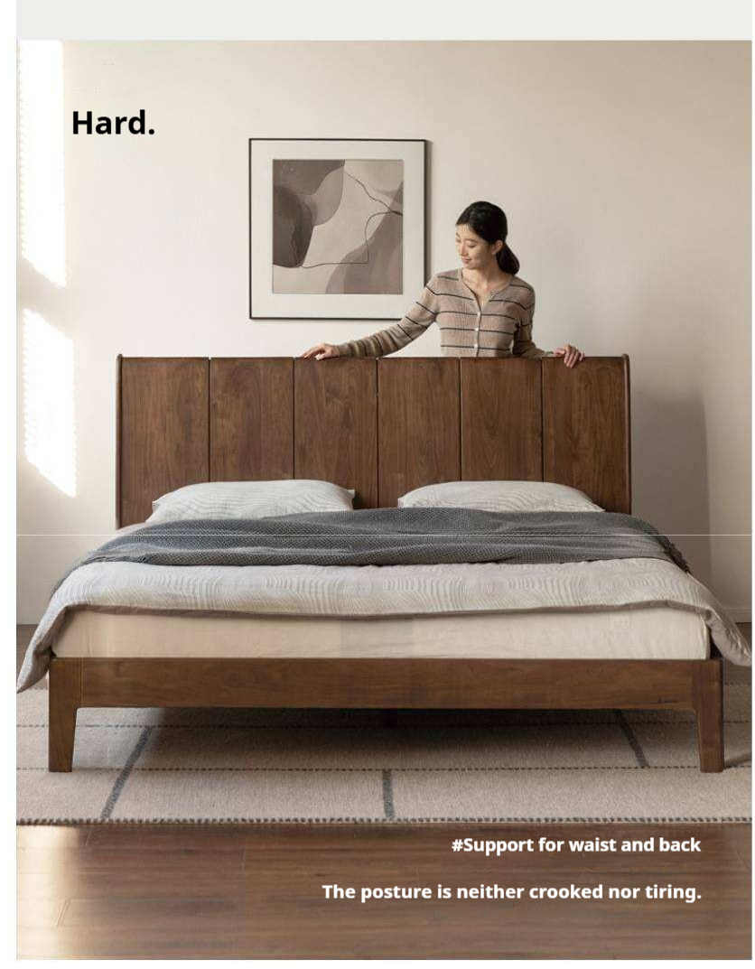 Black Walnut Solid Wood Bed — Italian Light Luxury Style