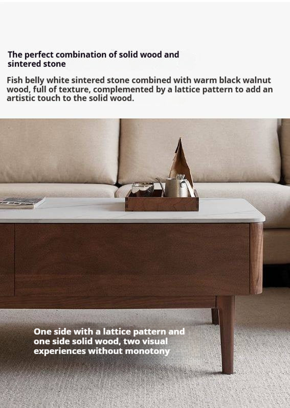 Black Walnut Solid Wood with Slate Top Coffee Table