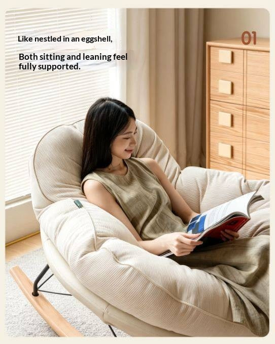 Beech Solid Wood Technology Cloth Casual Rocking Recliner Chair