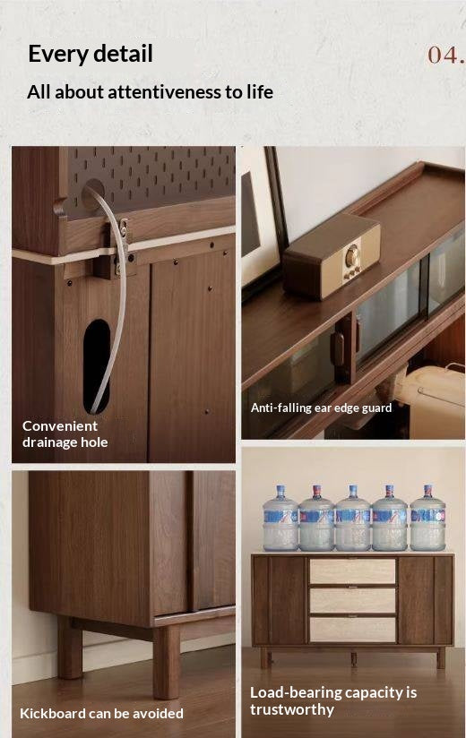 Black Walnut Solid Wood Ancient Style Buffet Cabinet