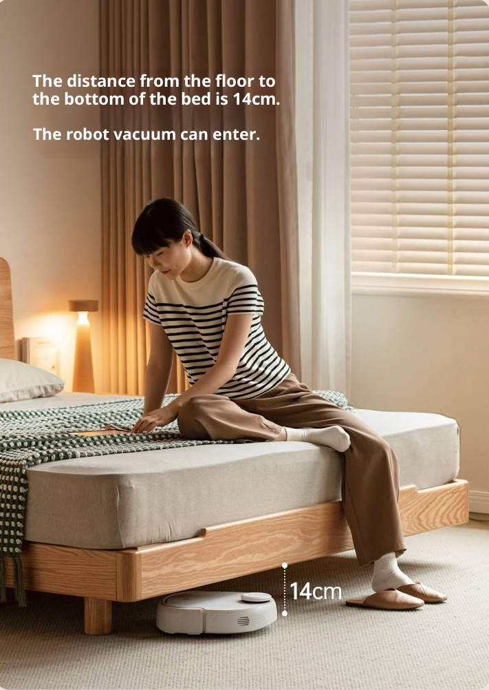 Oak, Ash Solid Wood Luminous Suspended Bed, Nordic Style