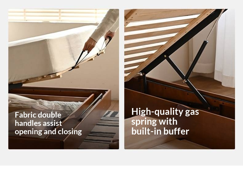 Poplar Solid Wood Box Bed — Upholstered Floating Bed with Bauhaus Style