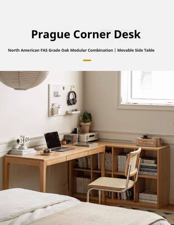 Oak, Beech Solid Wood Shelves Office Desk