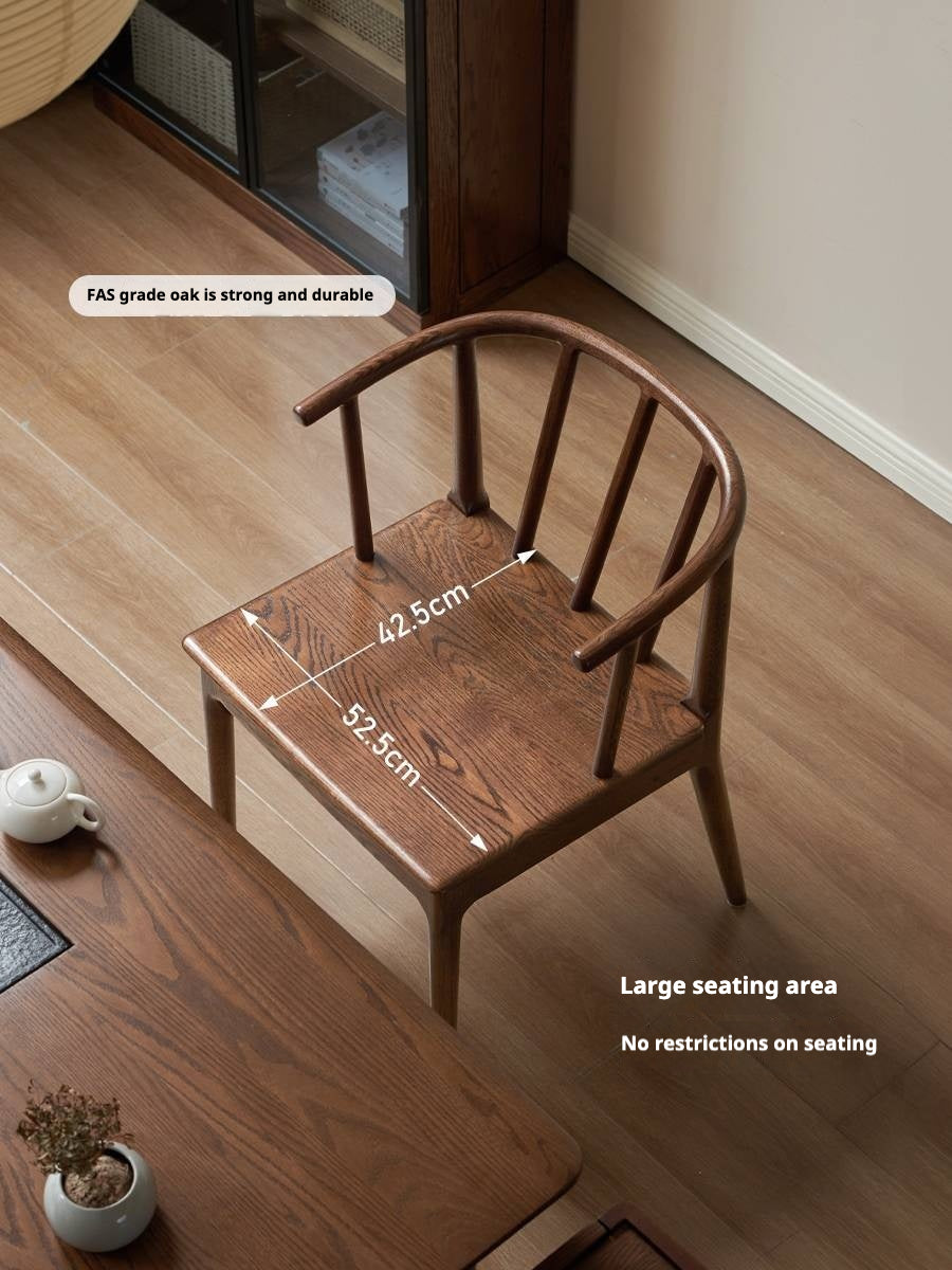 Oak, Black Walnut Solid Wood Round Tea Chair