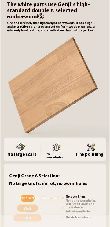 Oak Solid Wood Liftable Rotating Mobile Side Table