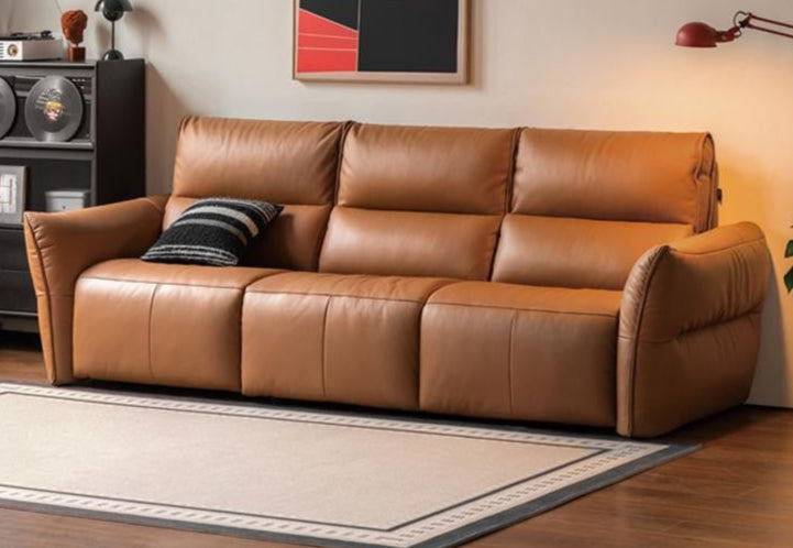 Genuine Leather Sofa Italian Light Luxury Tofu Block Sofa