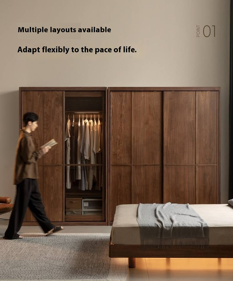 Black Walnut Solid Wood Italian Luxury Sliding Door Wardrobe