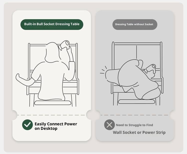 Oak Solid Wood Modern Minimalist Multifunctional Dressing Table