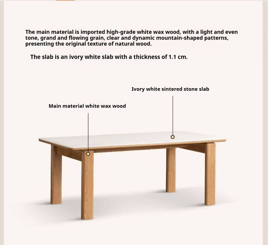 White Ash Solid Wood Restaurant Slab Dining Table