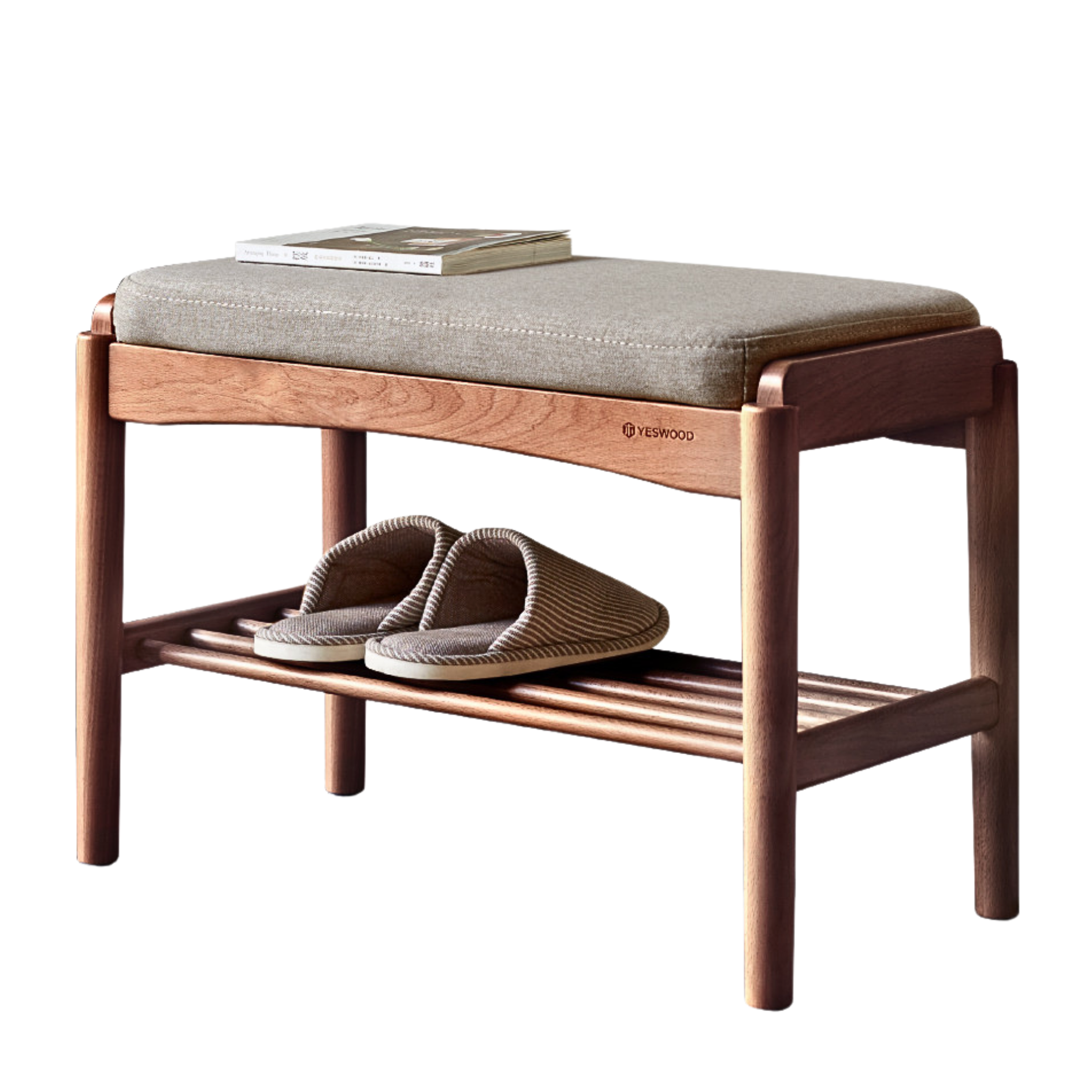 Back Walnut, Oak, Beech, Cherry Solid Wood Shoe Storage Bench