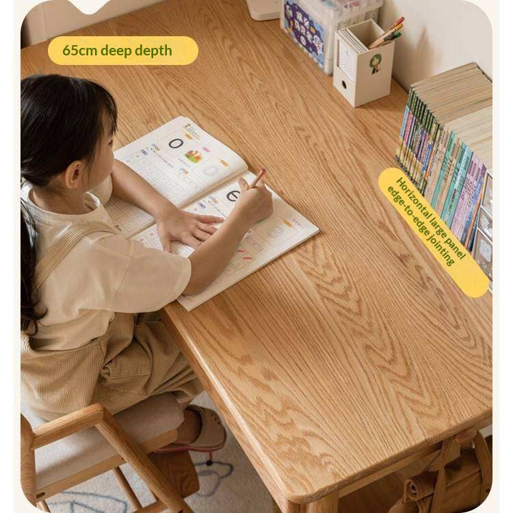 Oak Solid Wood Minimalist Kids Study Desk