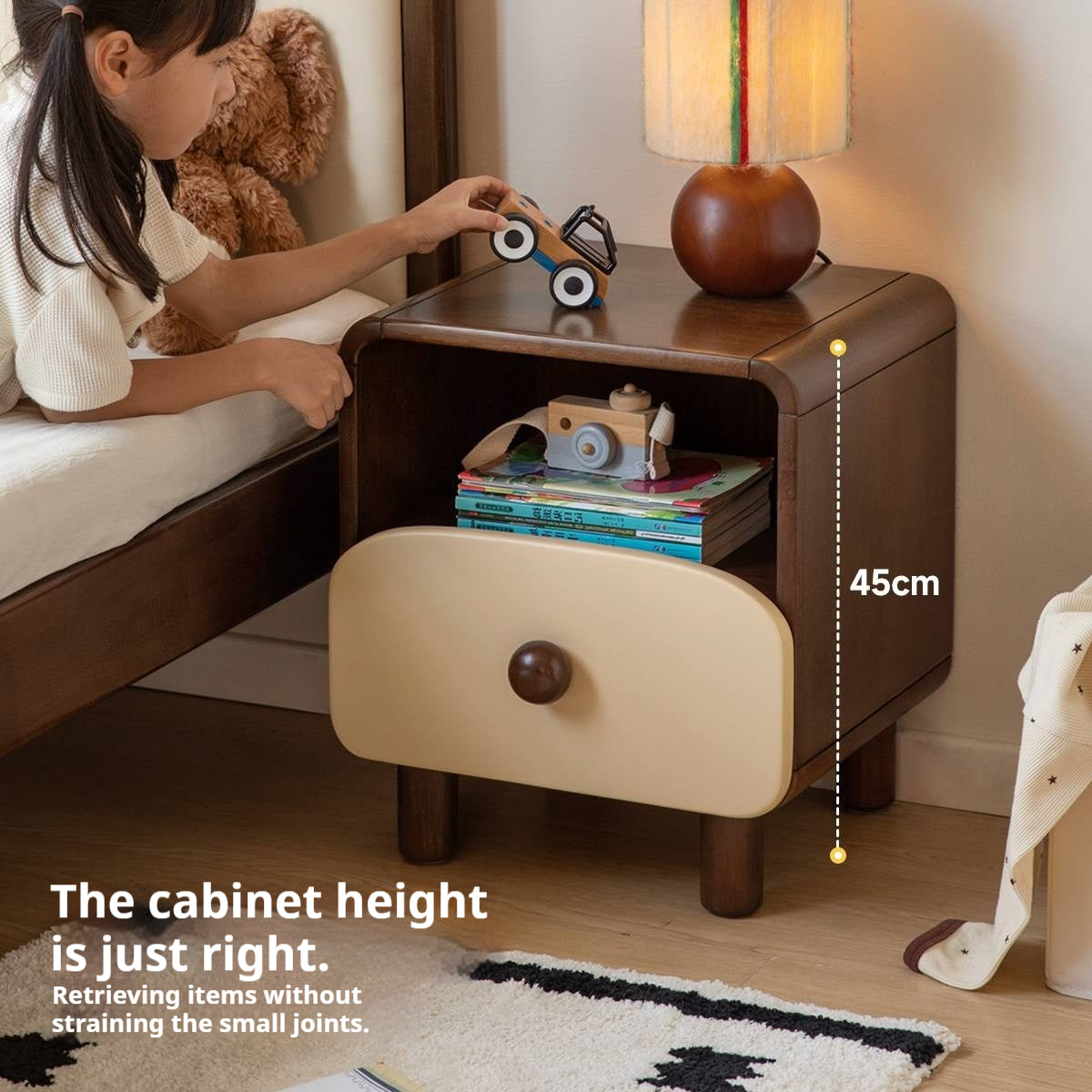 Solid Rubberwood Solid Wood Modern Children's Nightstand