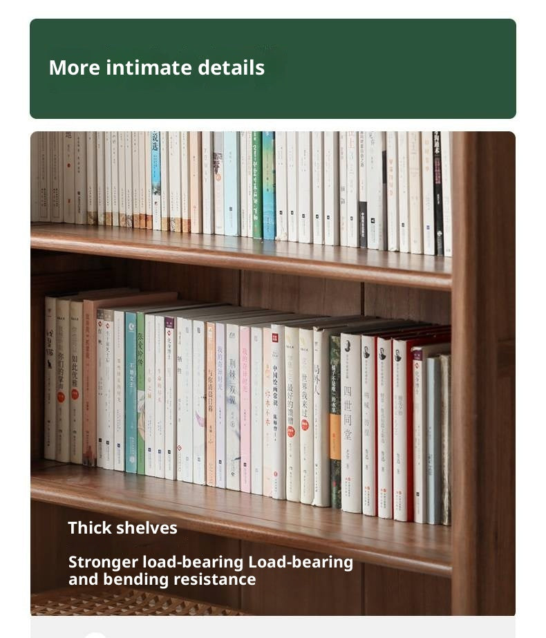 Black Walnut Solid Wood Bookcase With Glass Door