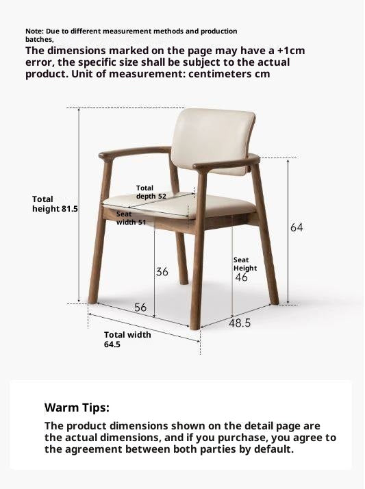 Black Walnut Solid Wood Dining Chair with Backrest