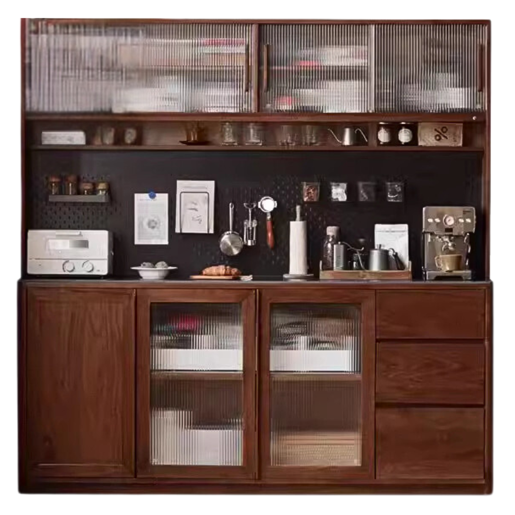Black Walnut, Ash, Sandalwood Solid Wood Sideboard Hole Storage