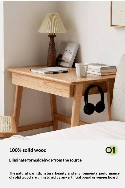 Oak, Beech Solid Wood small Office Desk with a drawer