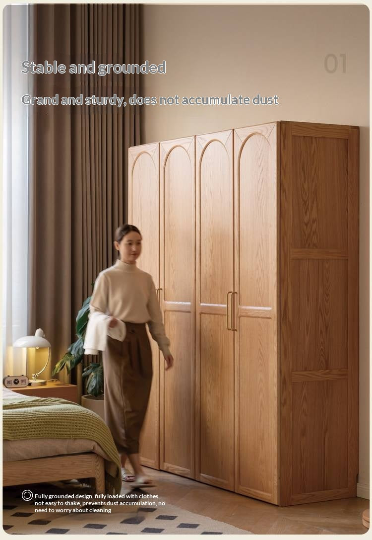 Oak Solid Wood Wardrobe French Retro Style
