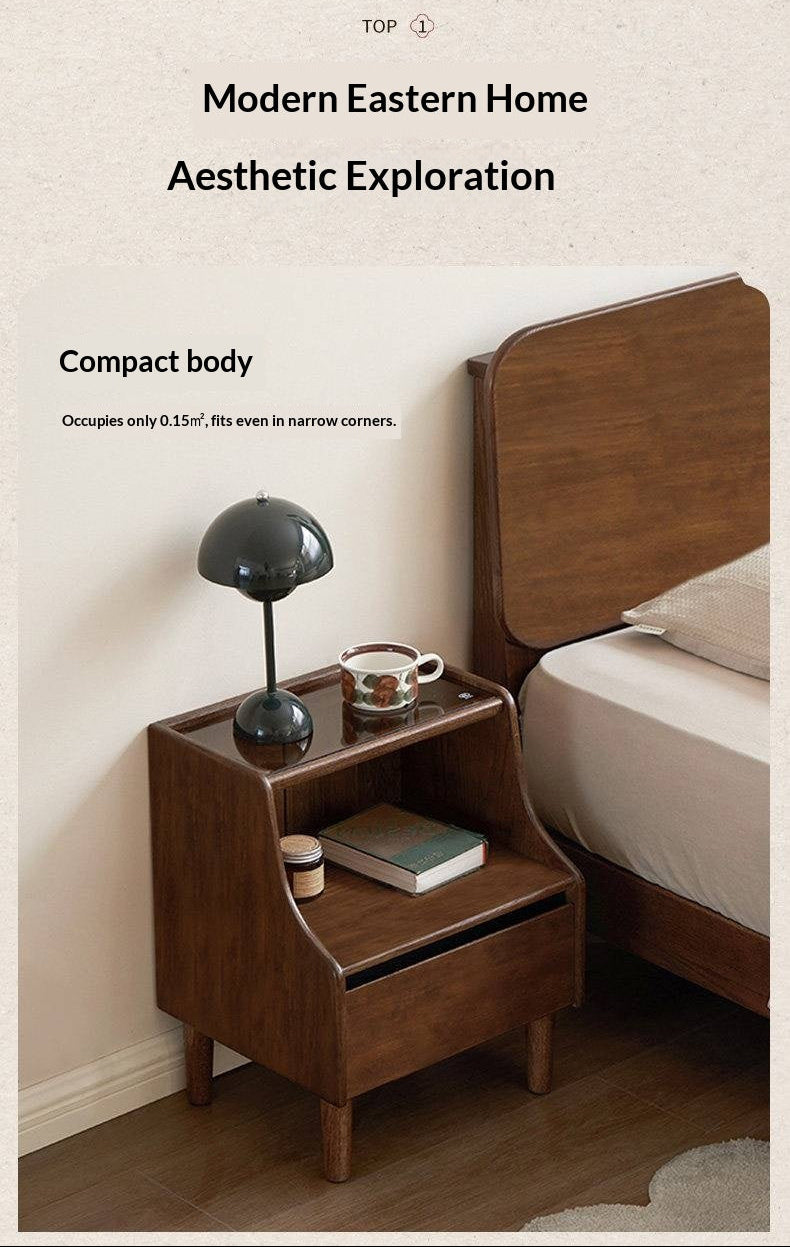 Oak Solid Wood, Solid Rubberwood Nightstand